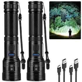 M086-cob-2p Eclinco Flashlight Rechargeable 99 000 High Lumens 2 Pack Super Bright Flash Light W