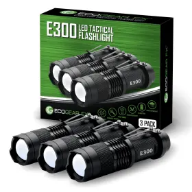 Ecogear 850044079056 Fx E300 Edc Tactical Flashlight 3-pack Water-resistant And Shock-proof