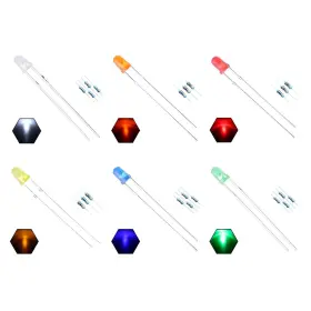 Edgelec 611355168736 3mm 6 Colors X 20pcs 120pcs Assorted Lights Led Diodes Colored Lens