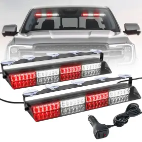 Elechoi El712 Red/white 2 In 1 Firefighter Emergency Dash Strobe Light Bar Front/rear 48le