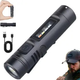 Emupkyu Wd23r2a6 Pocket Rechargeable Edc Flashlight 500 Lumens Mini Keychain Light With Fire Sta