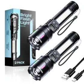Esgreen Ed25cob Led Rechargeable Flashlights High Lumens 10000 2 Pack Single Click Bright