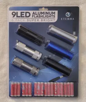 Eternal 051907141778 9 Led Aluminum Flashlight With 18 Aaa Batteries 6 Pack Nib