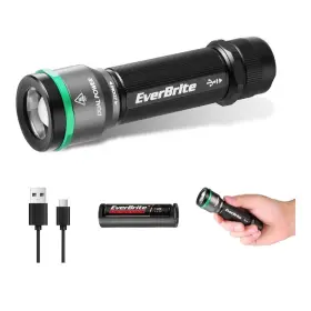 Everbrite 820909001867 1000lm Small Flashlight 5 Modes Zoomable Flash Light Rechargeable Fl