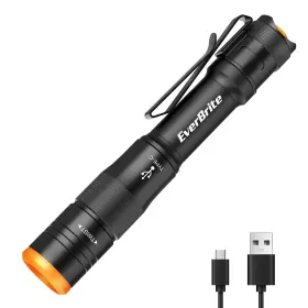 Everbrite E101120ae Mini Pen Light Rechargeable Pocket Flashlight With Usb C Black