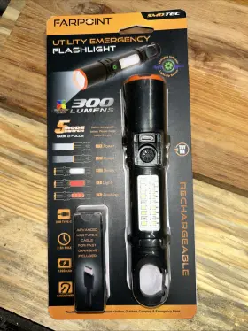 Farpoint Flrl35612 Rechargeable Flashlight Waterproof/impact Resistant/300 Lm/emergency