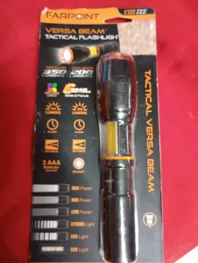 Farpoint Flx350012t Versa-beam Tactical Flashlight 350 Lumens Top Beam/200 Side Beam