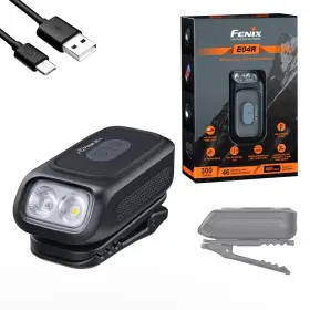 Fenix Edb-fen-e04rbk E04r 300 Lumen Clip-on Rotate Body Worn White/red Flash Flashlight