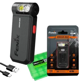 Edb-fen-sw05rredbk-bbx4 Fenix Sw05r-red White/red Usb Rechargeable Led Edc Flat Flashlight Body Worn/hat
