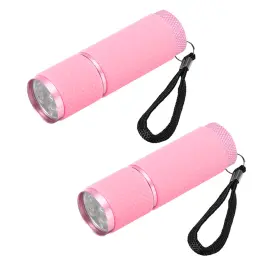 Fipux 676766646419 2 Set 9 Led Glow In Dark Flashlights Rubber Coated With Strap For Camping Pink