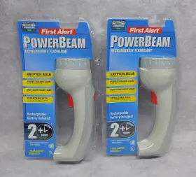 First Alert 794802803111 Powerbeam Rechargeable Flashlight Krypton Bulb New 2 Pair