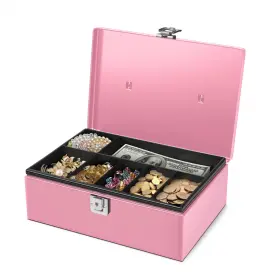 Flexzion M280a Cash Box With Money Tray And Lock - Metal For Storage Sec