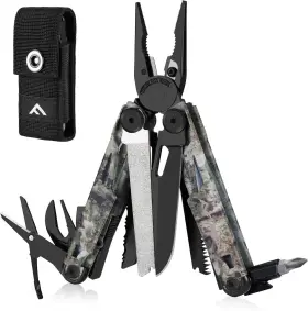 Flissa F021056 Multitool 15-in-1 Multi Tool Pocket Knife With Sheath Stainless Stee