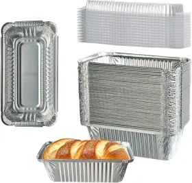 Rl-04-1 Futina 50 Pack 6.9 Inch X3.5 Disposable Aluminum Loaf Pans With 1lb - Silver