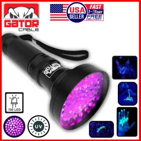 Gator Cable 710552043324 Uv Ultraviolet Light Flashlight Inspection 100 Led Blacklight 395nm Lamp Torch