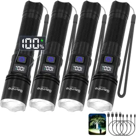 Gavnine Gn100 Rechargeable Flashlights 4 Pack-super Bright High-lumen Led Tactical Light Wi