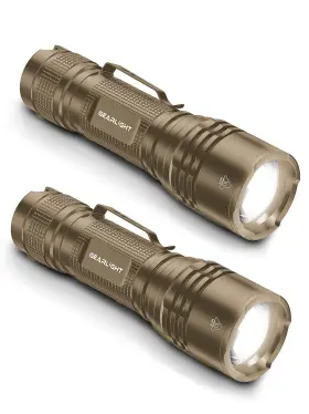 Gearlight 850021168483 Tac Led Flashlight Pack - 2 Super Bright Compact Desert Tan