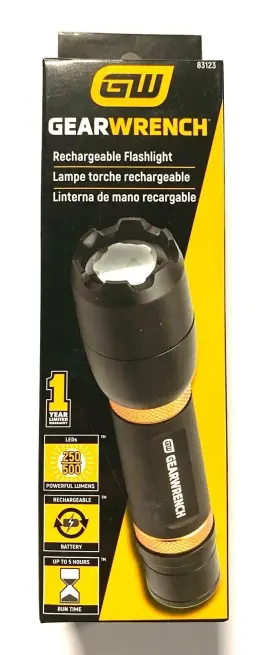83123 Gearwrench Rechargeable Flashlight Dual Led 250 And 500 Lumen Rating 83123 Gearwrench Rechargeable Flashlight Dual Led 250 And 500 Lumen Rating