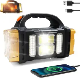 Hf-02-silver Geebonflugens Versatile Solar Flashlight With Dual Charging Modes 4 Light Usb/solar Po
