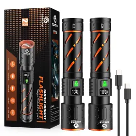 Gosdas Gd2501a Rechargeable Flashlights High Lumens 10000-2 Pack Super Bright 30w Le