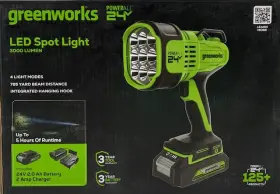 Pa421k Greenworks 24v Led Spot Light Kit With 2ah Battery And Charger