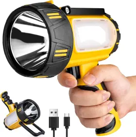 Grentool 313036464471 Rechargeable Spotlight 100000 Lumen Super Bright Flashlight With Cob