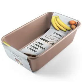 Happiels 860006945145 Nonstick 9x5 Inch Bread Loaf Pan 5x9 Inches 1lb Champagne Gold