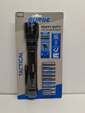 Heavy Duty 850027147765 Surge Tactical Led Flashlight 2000 Lumens Batteries Included New