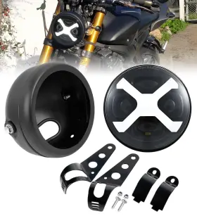 Hengtuaoto Htmt57501baw 5-3/4 5.75 Inch X-style White Drl Motorcycle Headlight With Housing Buc