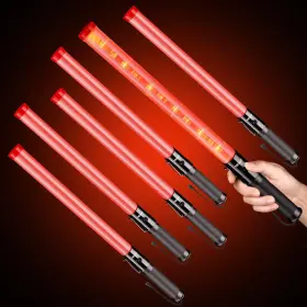 Higiant Htw-xlr6 6 Pack 21inch Traffic Wand Led Control Baton Red Light Wands With