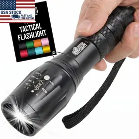 Hills Point Industries Llc 840029670880 Led Tactical Flashlight High Lumens Zoom Focus 5 Modes Water Resistant Light