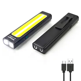 Hilngav S21-b 2 Pack Rechargeable Edc Flat Flashlight 600 Lumens 8 Modes Small Aluminum Poc