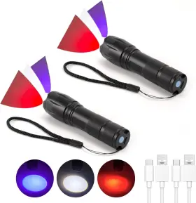 Hilngav S23a-2 2 Pack Led Rechargeable Red Flashlight Small 395 Nm Black With M