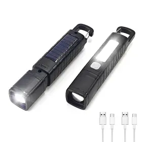Hilngav S29-duo 2 Pack Solar Flashlight Rechargeable Zoomable Led Black