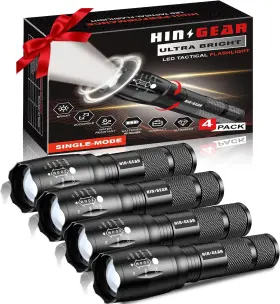 Hinsgear 445012778777 1 Mode Flashlights 4 Pack Super Bright Zoomable Led Tactical Flashlight High Lu