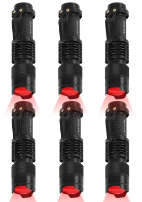 Hinsgear Sk68rd6 6 Pack Red Led Flashlight Single Mode Torch For Astronomy Aviation