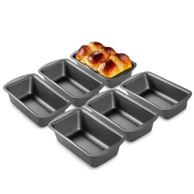 Hongbake Hb-lfp-02-6gry 6 Pack Bread Pan 1 Lb 8.5 X 4.5 Inch 2.5 Gray