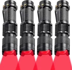 Honoson 313017834873 4 Pieces Red Light Flashlight Led Single Mode Torch 1 Scalable