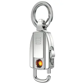 Zb8755-3 Horrau Electric Usb Keychain Lighter Silver Free 2 Tungsten Coil
