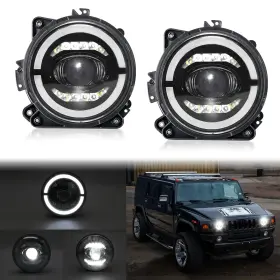 Htzcmoto V-24341201 7 Inch Round Led Headlight Compatible With H2 2003 2004 2005 2006 2007 2008 2