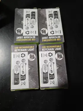Huhou Hh-mcob-2p Lot Of 4 Mini Cob Led Flashlight Rechargeable Keychain Small Portable