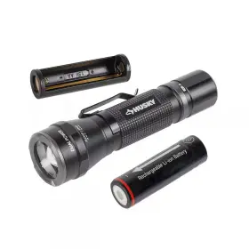 Husky 445027788716 500 Lumens Dual Power Led Rechargeable Focusing Aluminum Flashlight