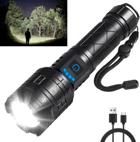 Ikeeruic 445050351338 Rechargeable Flashlights High Lumens Powerful Tactical 5 Modes Led