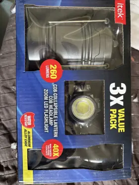 3vp-6 Itek 3vp-6/1954 3x Value Pack Cob Collapsible Lantern Headlamp Zoom Led Flashlight