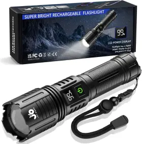 Jay-park 445033459457 Rechargeable Flashlights 10000 Lumen Led Flashlight With Digital Power Display