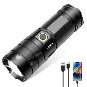 Jiniu Wj24 Rechargeable Led Flashlight 10 Light Modes Adjustable Zoomable