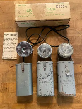 2105-4 Justrite Inch Light-stick Flashlight #2105-4 Lot Of 3 Untested With Extra Bulbs