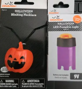 Keychain Brand 071169379511 Led Halloween Pumpkin Orange Glow Light For 9v Battery And Blinking Necklace New