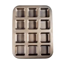 Kilimazart 683770648759 Mini Loaf Pan 8-cavity Carbon Steel Standard Golden 12 Cavity