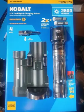 5697579 Kobalt Led Flashlight And Charging Holster Rechargeable 2500 Lumens